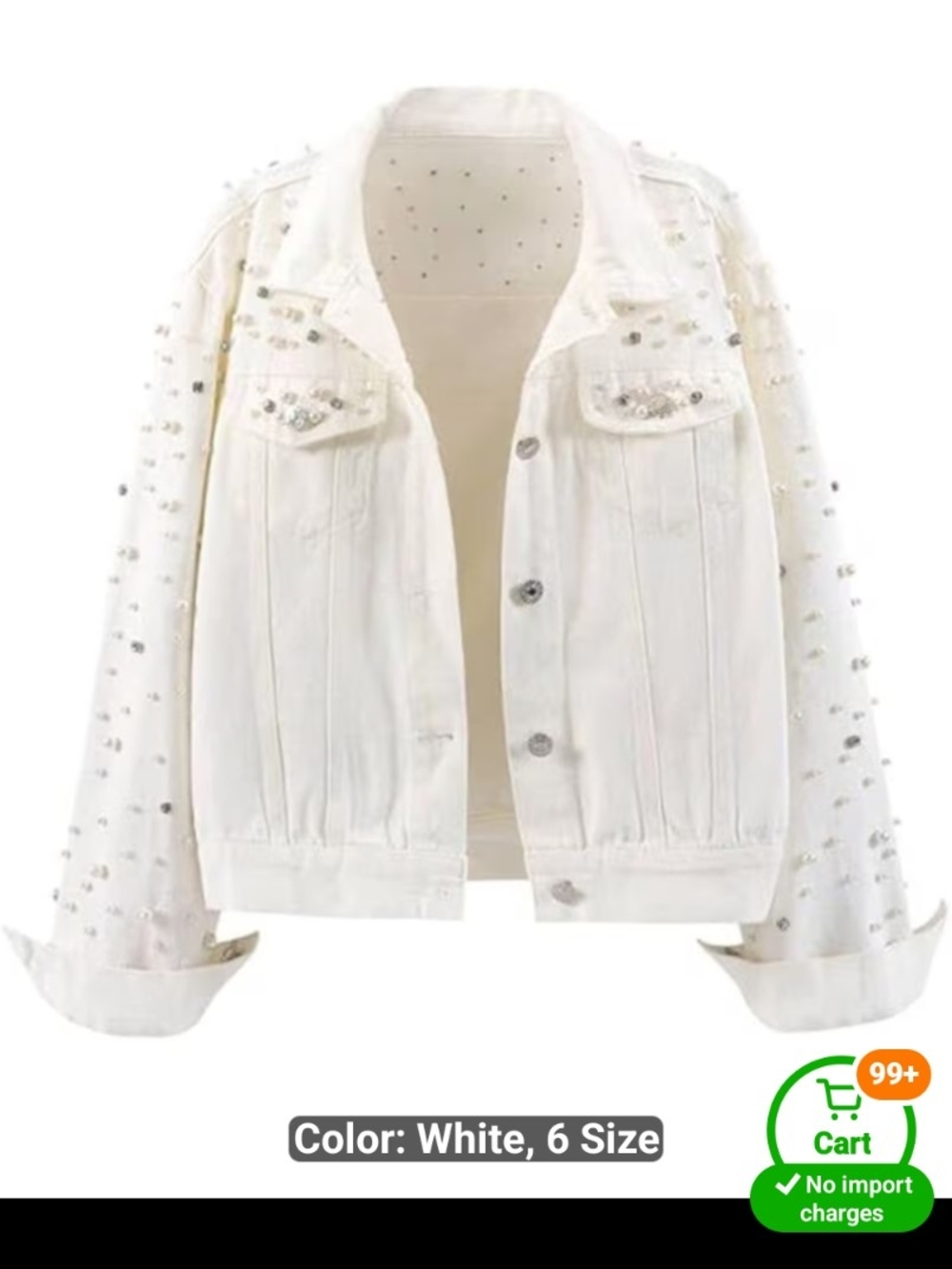 White Embellished Women's Denim Jacket